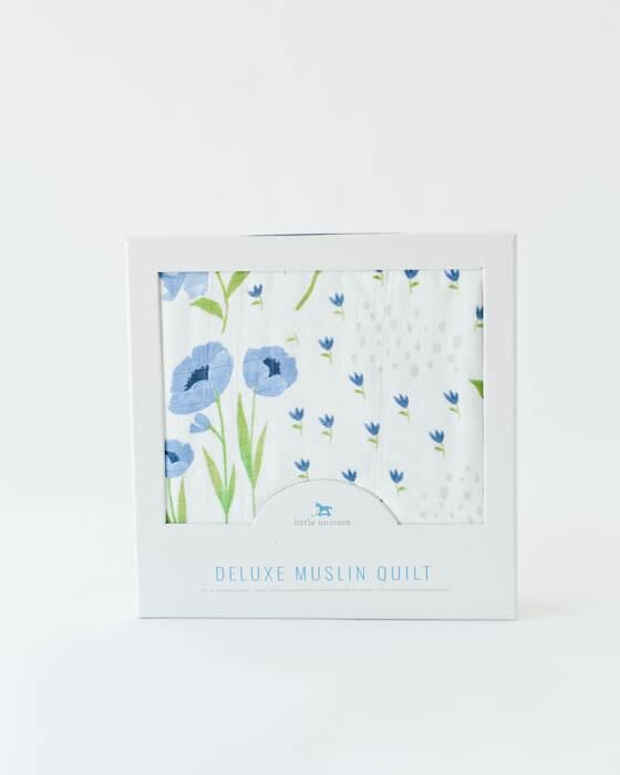 Little Unicorn Deluxe Muslin Quilt - Blue Windflower