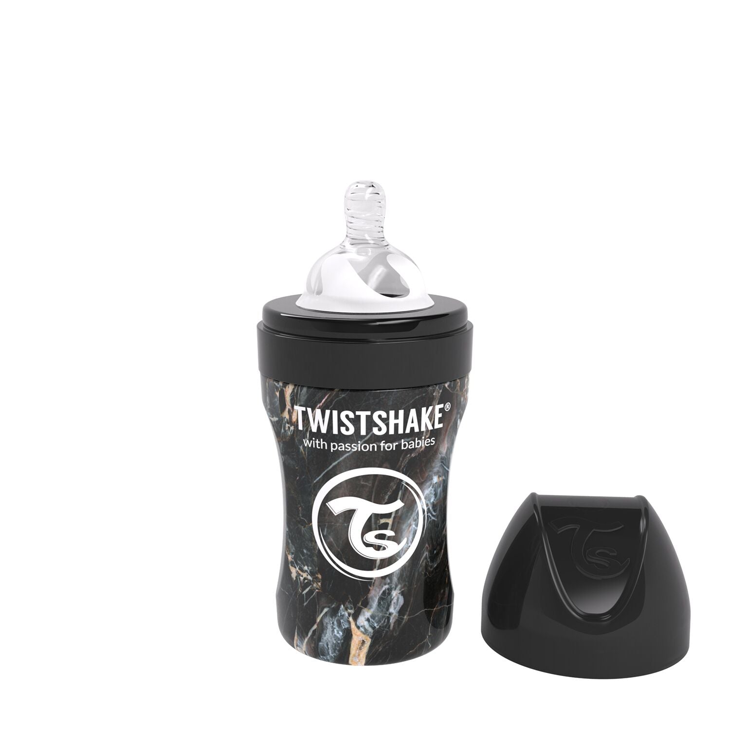 Twistshake Anti-Colic Edelstahl 260ml - Marble Black