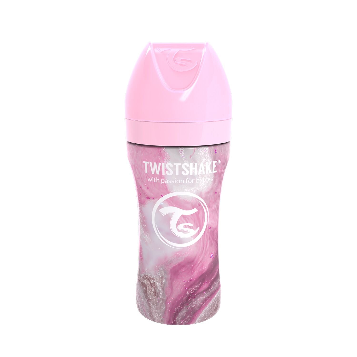 Twistshake Anti-Colic Edelstahl 330ml - Marble Pink