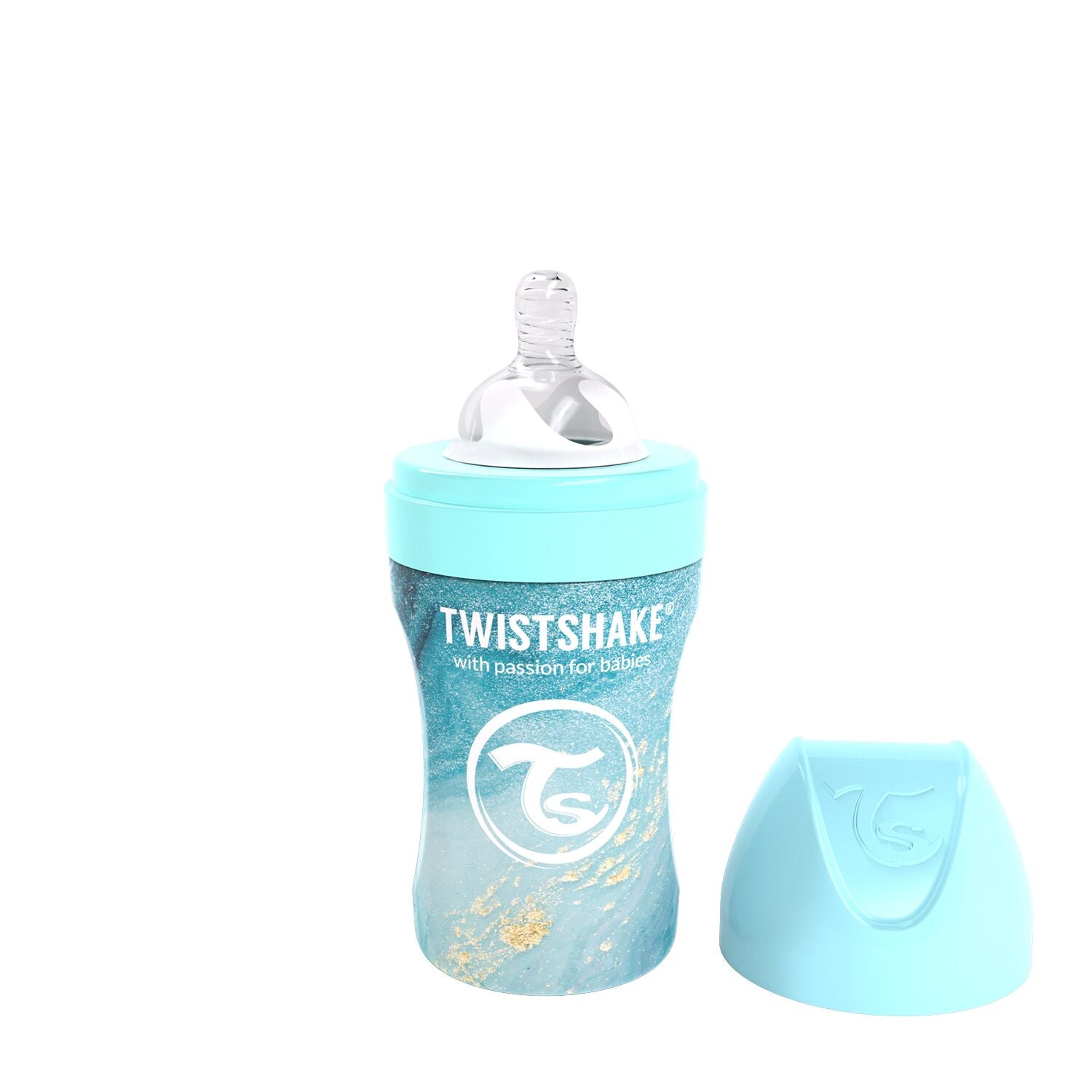 Twistshake Anti-Colic Edelstahl 260ml - Marble Blue